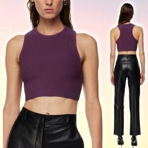 NWT BABATON Aritzia Sculpt Knit Racer Cropped Tank Size 2XS Dewberry Purple